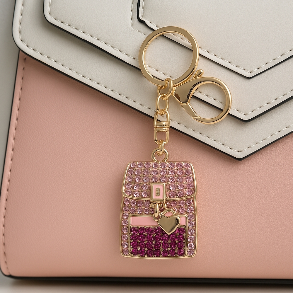 Pink and  Gold Keychain